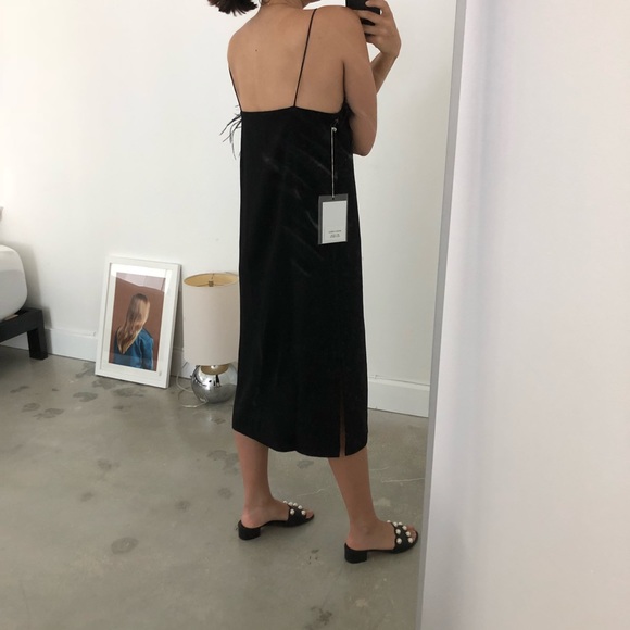 Style Mafia Black Feather Trim Slip On Dress - Picture 3 of 3